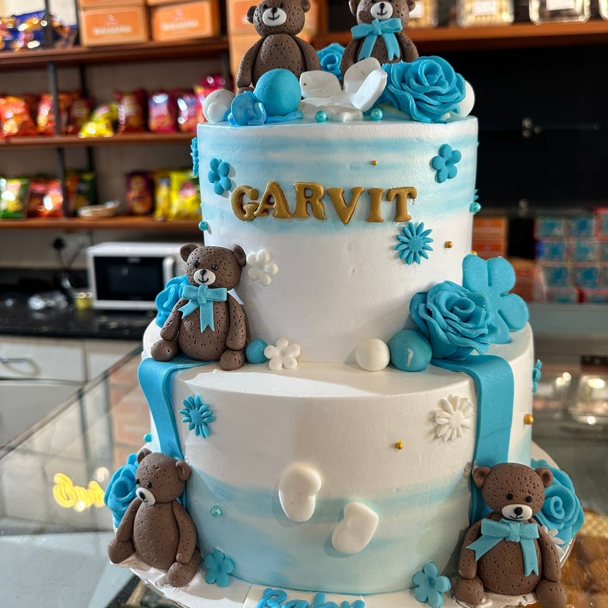 Blue Teddy Bears Two-Tier